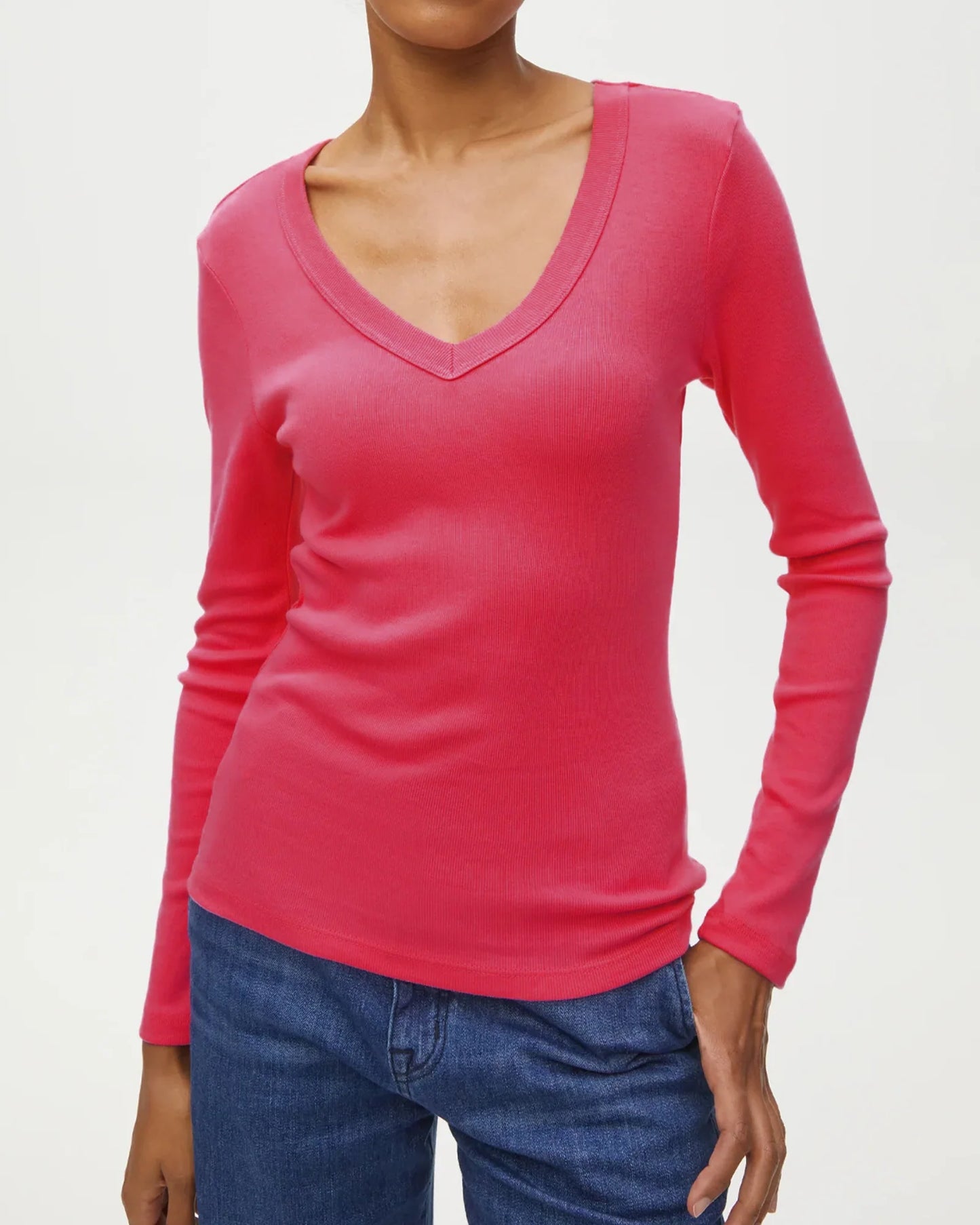 Michael Stars Layla Long Sleeve V Neck Tee