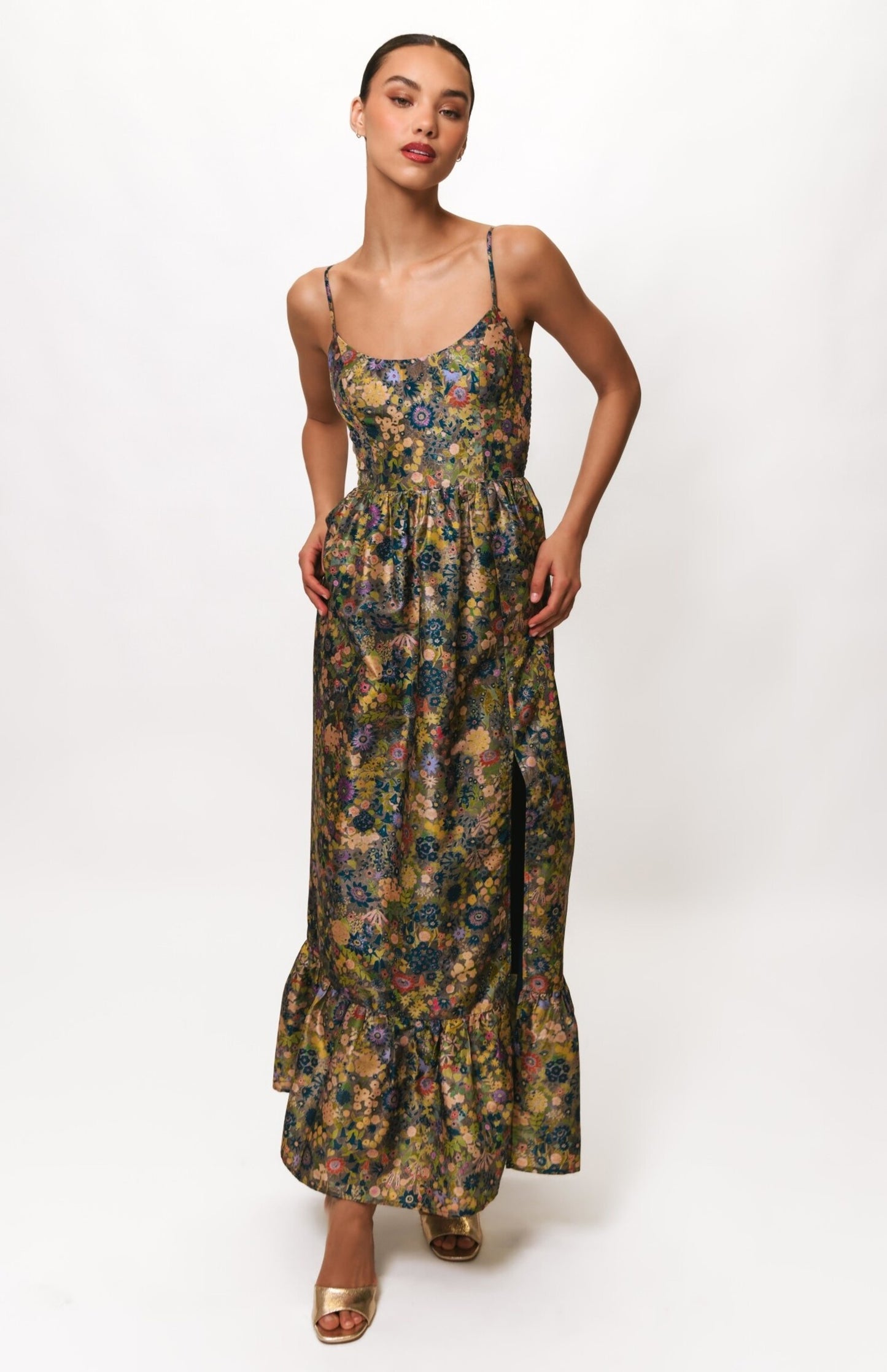 Hutch Carmichael Sleeveless Scoop Neck Tier Hem Dress (Floral)
