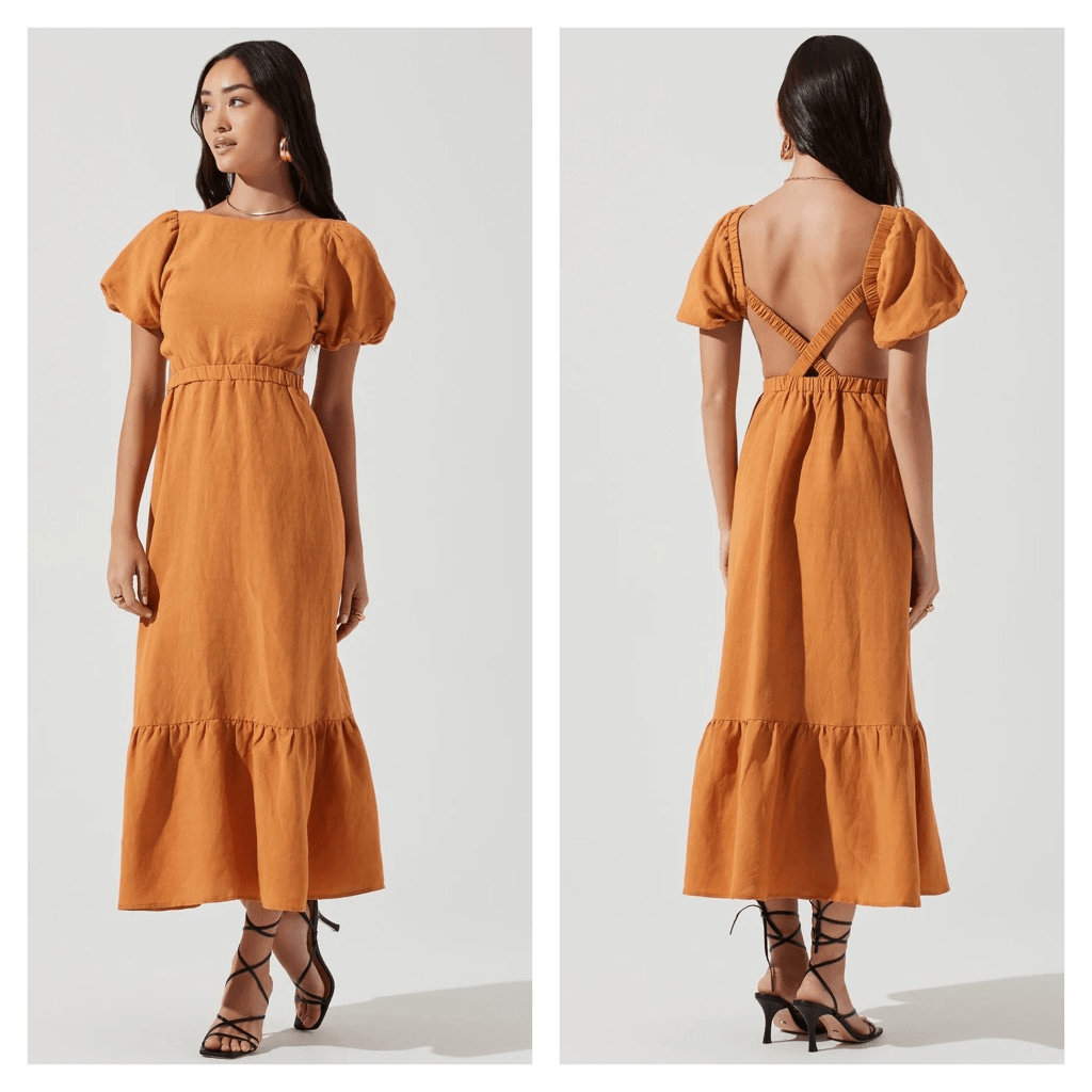 ASTR The Label Jelena Cutout Puff Sleeve MIDI Dress