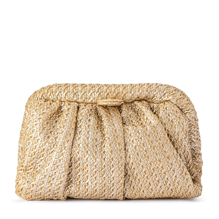 Olga Berg Stevie Pleated Woven Clutch