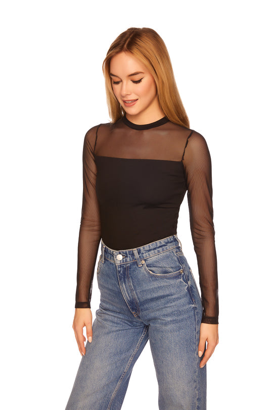 Susana Monaco Crew Neck Mesh Top