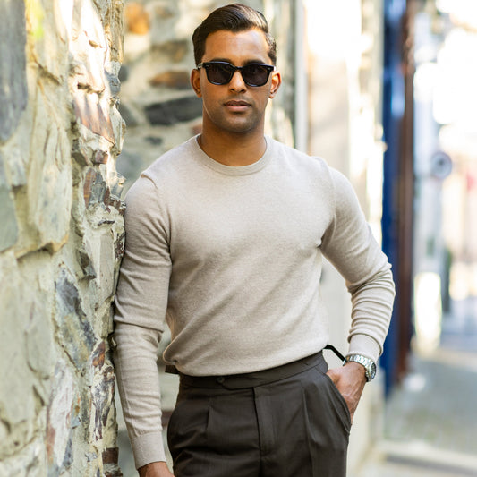 Collars & Co Luxury Touch Cotton And Cashmere Crew Neck Sweater