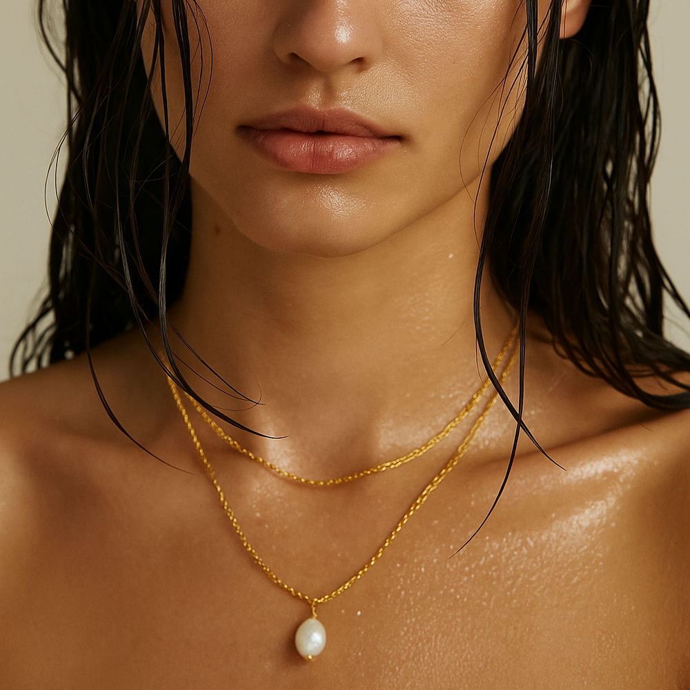 Ellie Vail Jalen Double Chain Pearl Necklace
