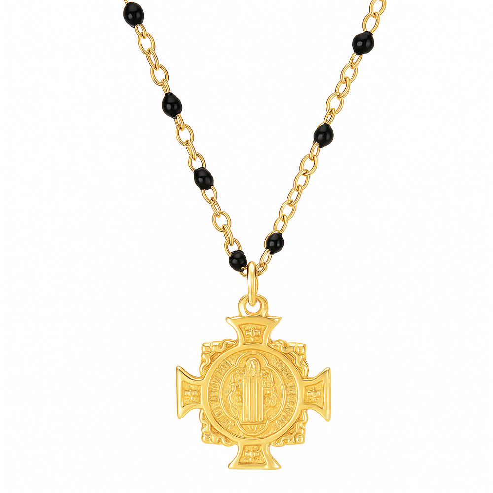 Ellie Vail Zayla Cross Pendant Enamel Beaded Necklace