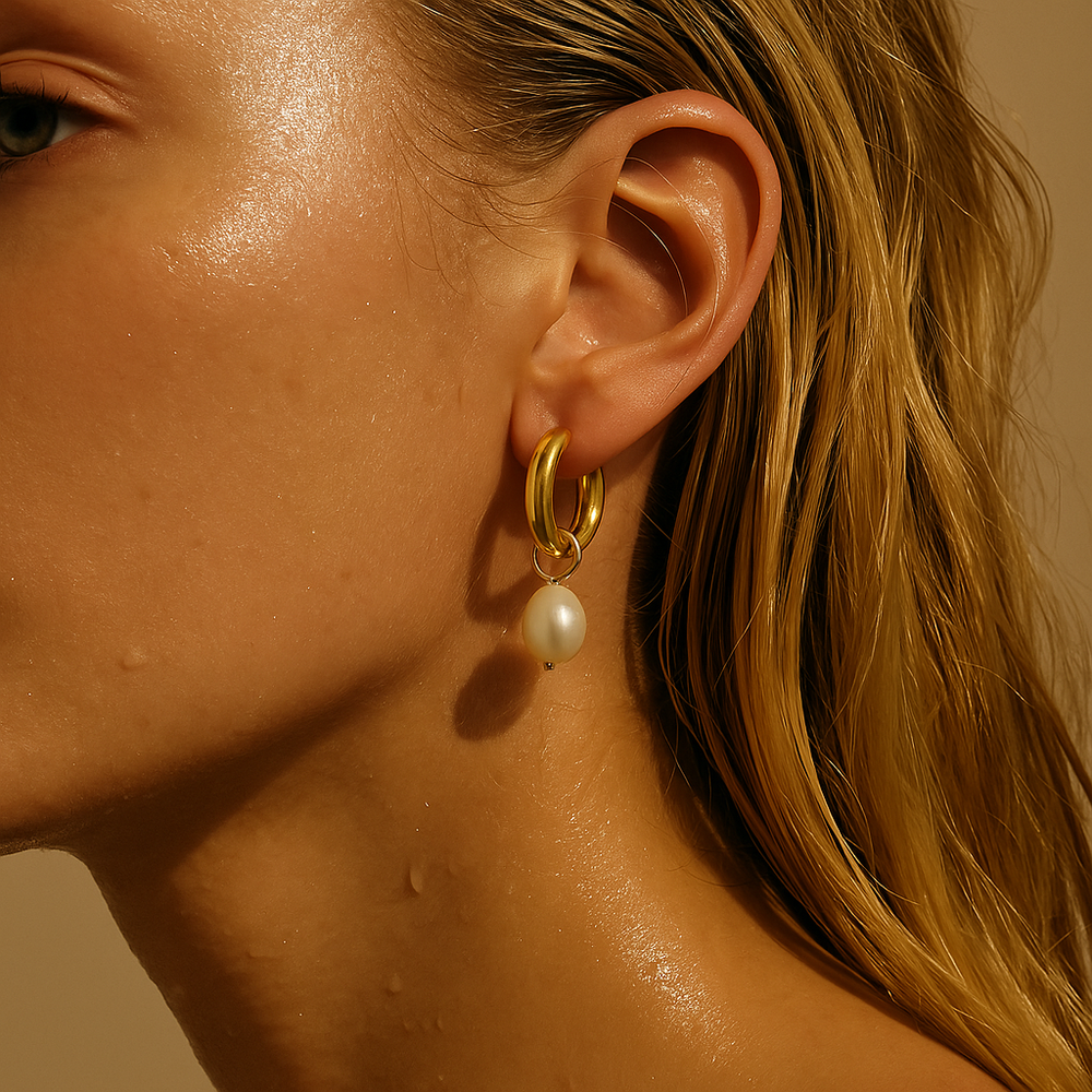 Ellie Vail Melrose Mini Hoop Pearl Earring