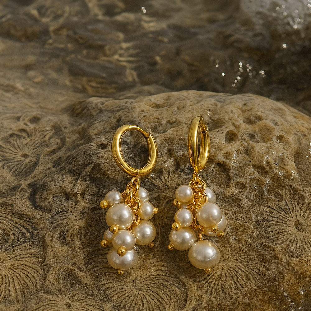 Ellie Vail Soraya Cluster Pearl Huggie Hoop Earring