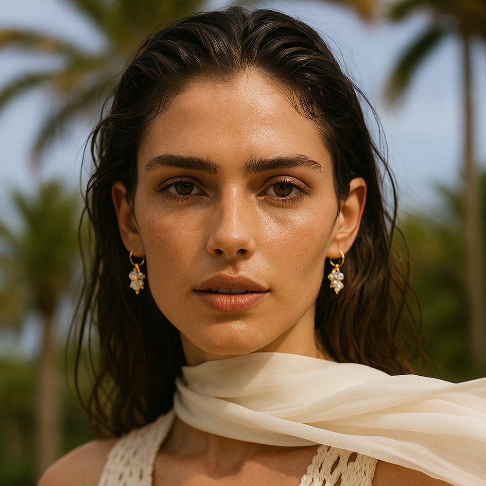 Ellie Vail Soraya Cluster Pearl Huggie Hoop Earring