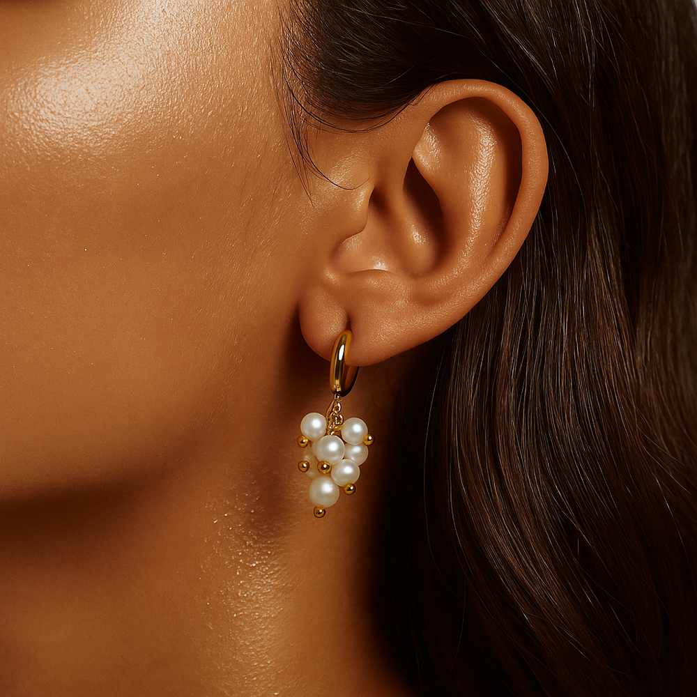 Ellie Vail Soraya Cluster Pearl Huggie Hoop Earring