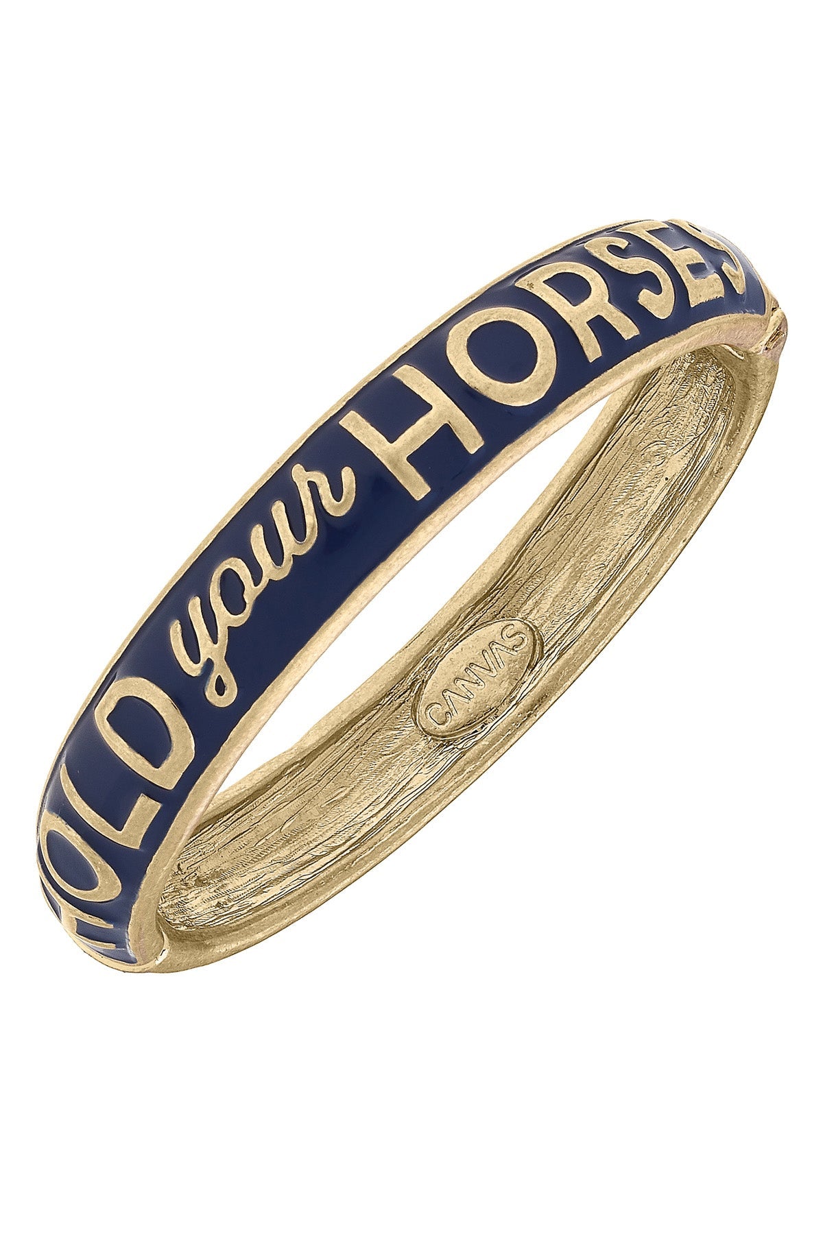 Canvas Style Hold Your Horses Sculpted Enamel Hinge Bangle
