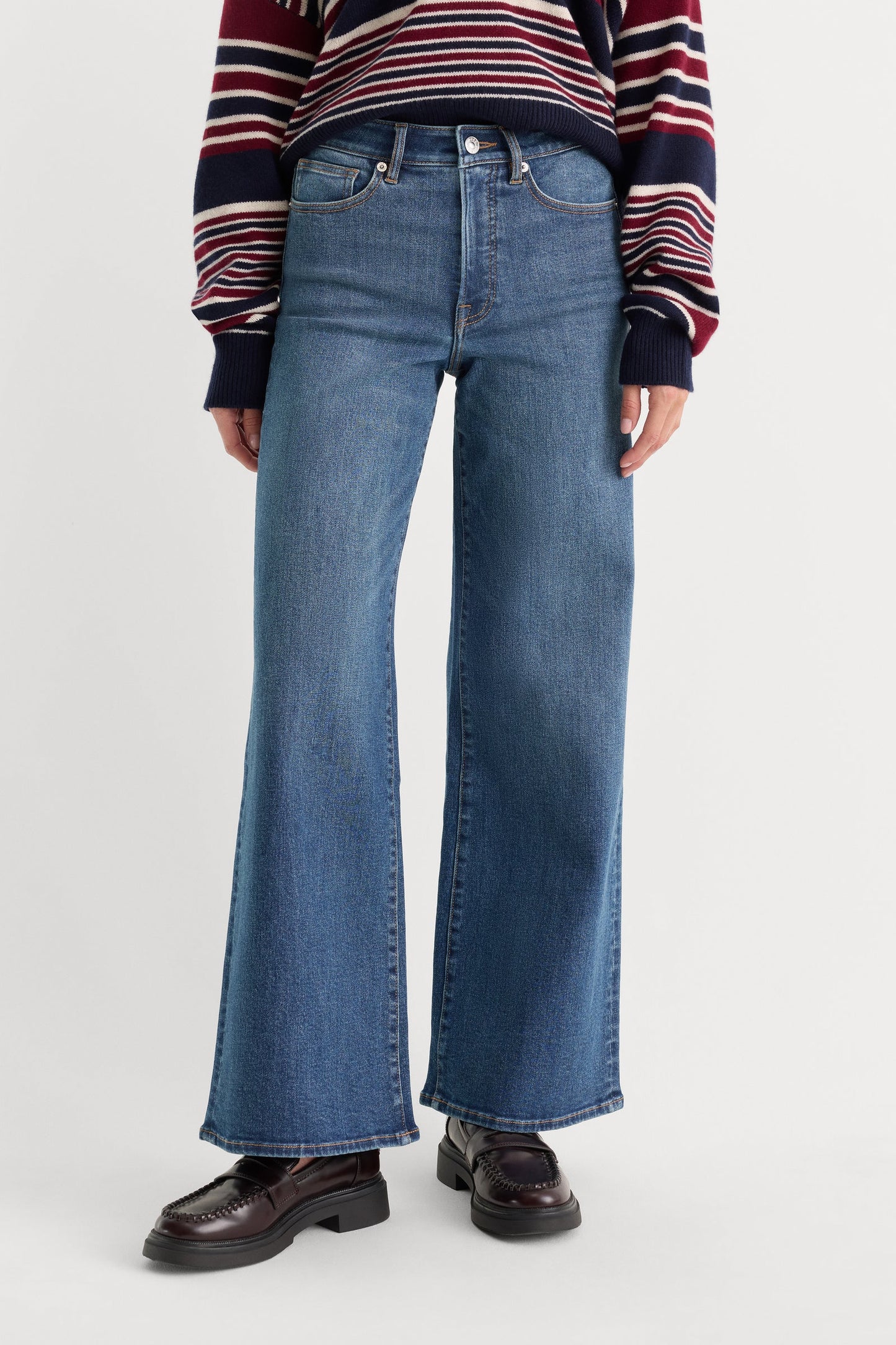 Good American Women's Good Waist Palazzo Ankle Jeans