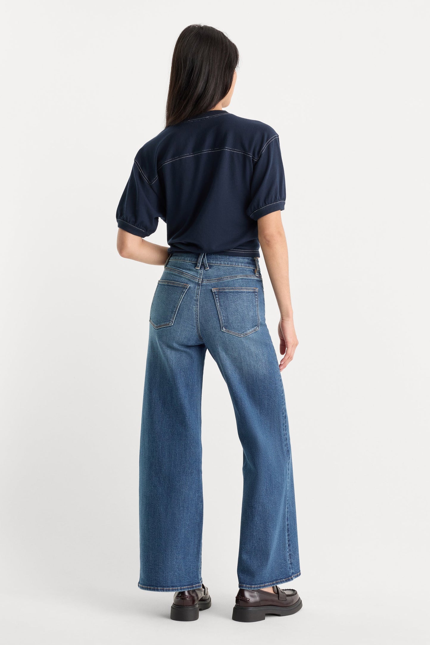 Good American Women's Good Waist Palazzo Ankle Jeans