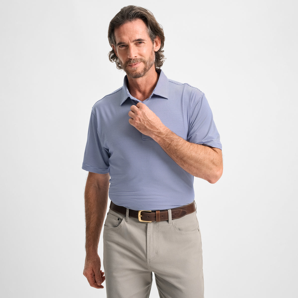 GenTeal Club Pinstripe Performance Polo