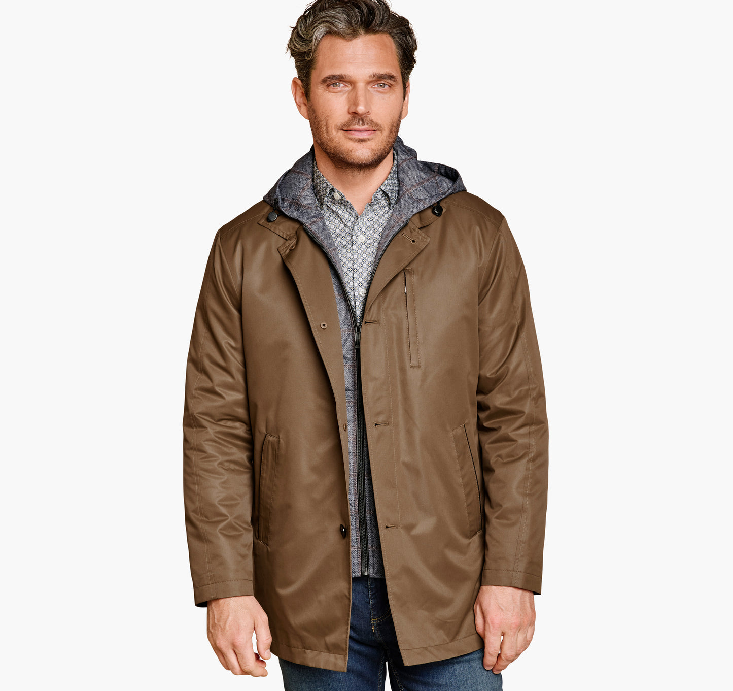 Jonhston & Murphy Upton Water Resistant Raincoat with Removable Liner