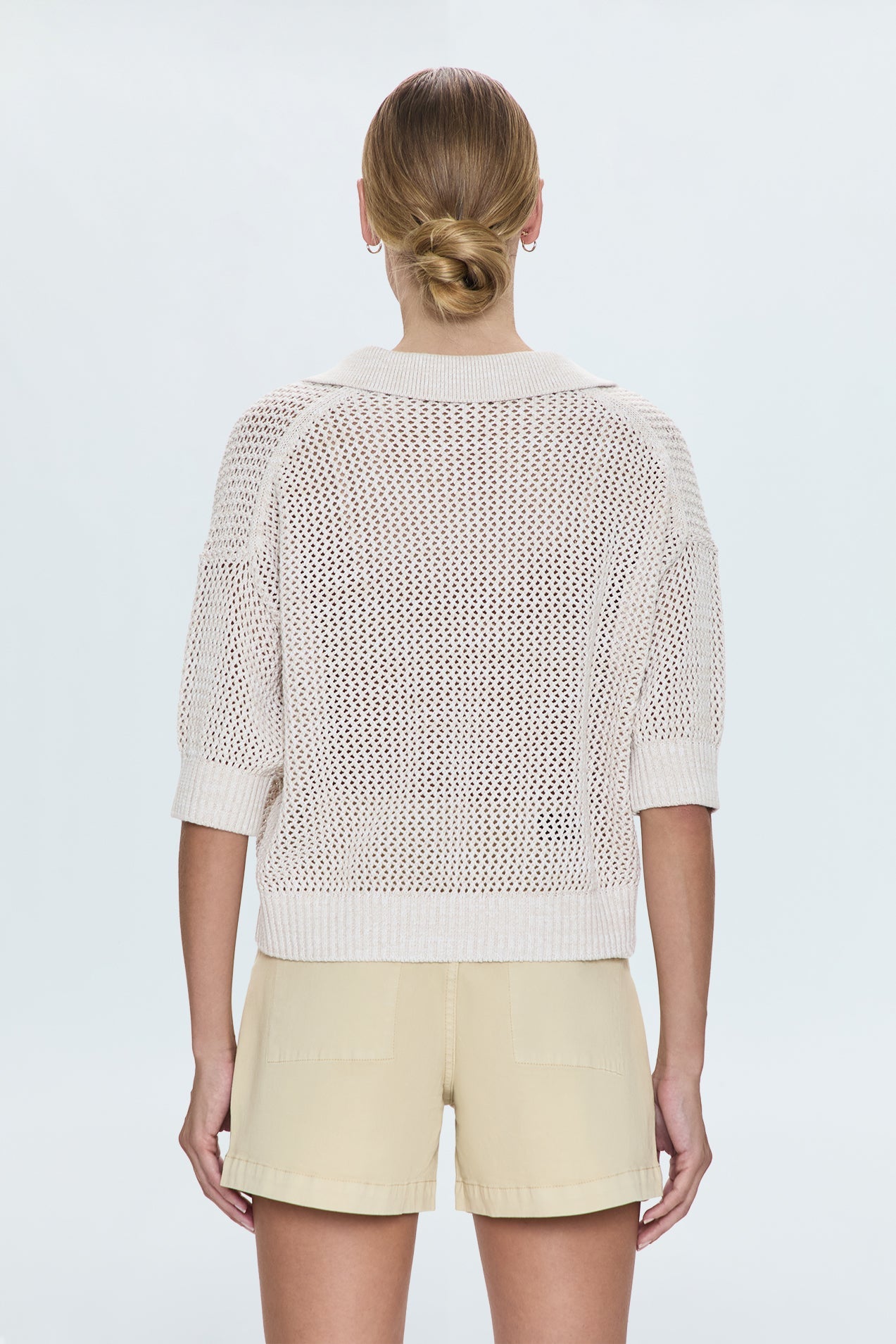 Pistola Emma Open Knit Short Sleeve Polo - Dove Marl