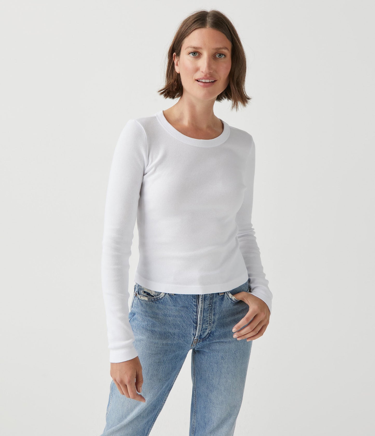 Michael Stars Orion Crop Long Sleeve Tee (One Size)