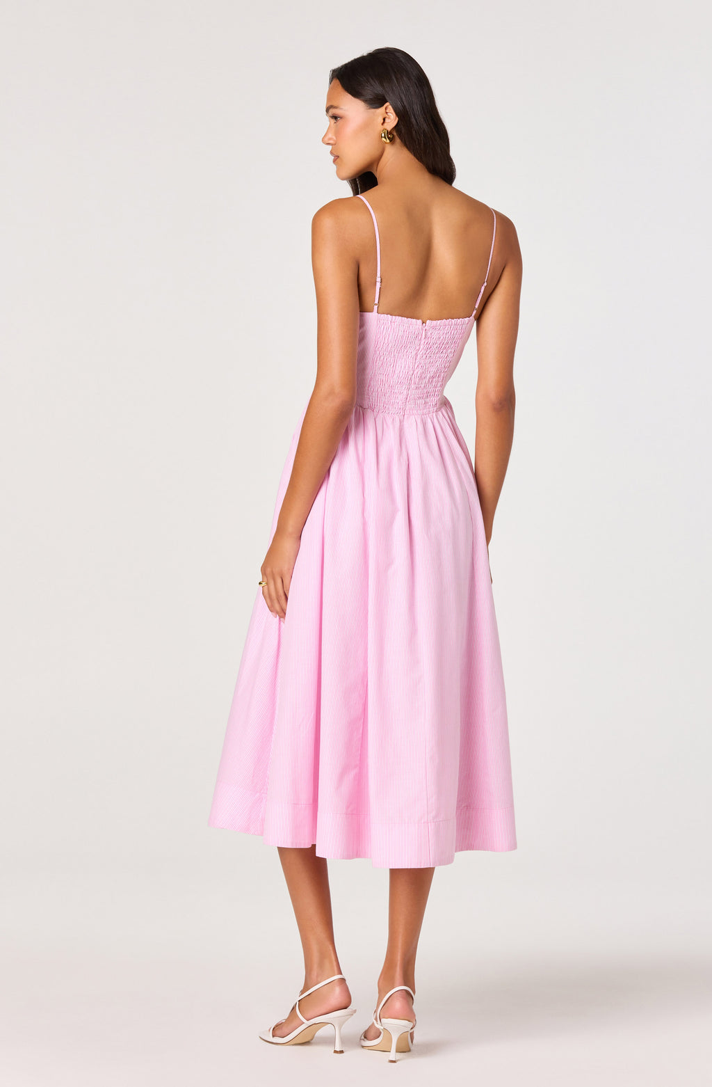 ASTR The Label Bellamy Striped Sweetheart A-Line Midi Dress