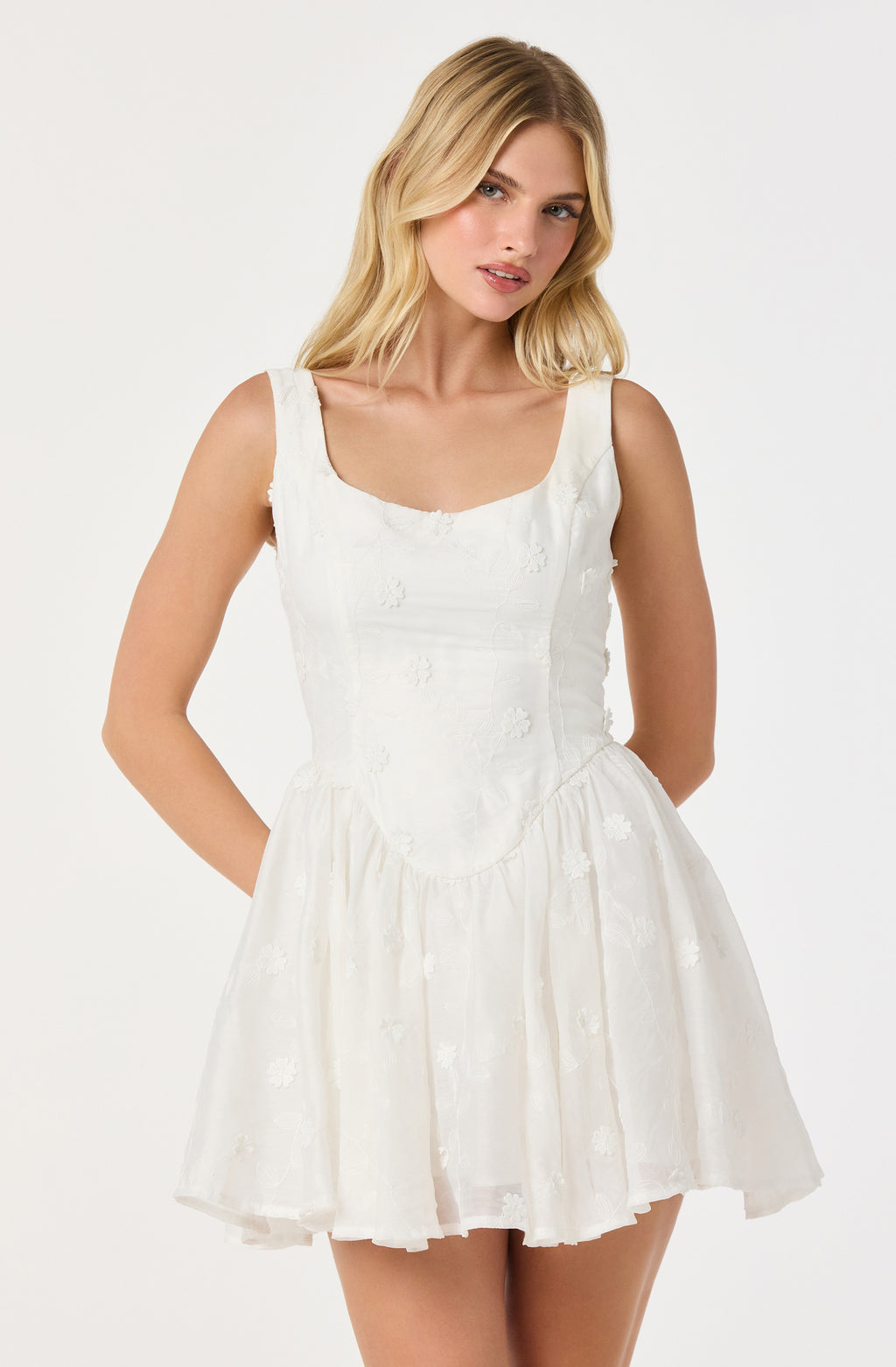 ASTR The Label Reina Embroidered Floral Mini Dress
