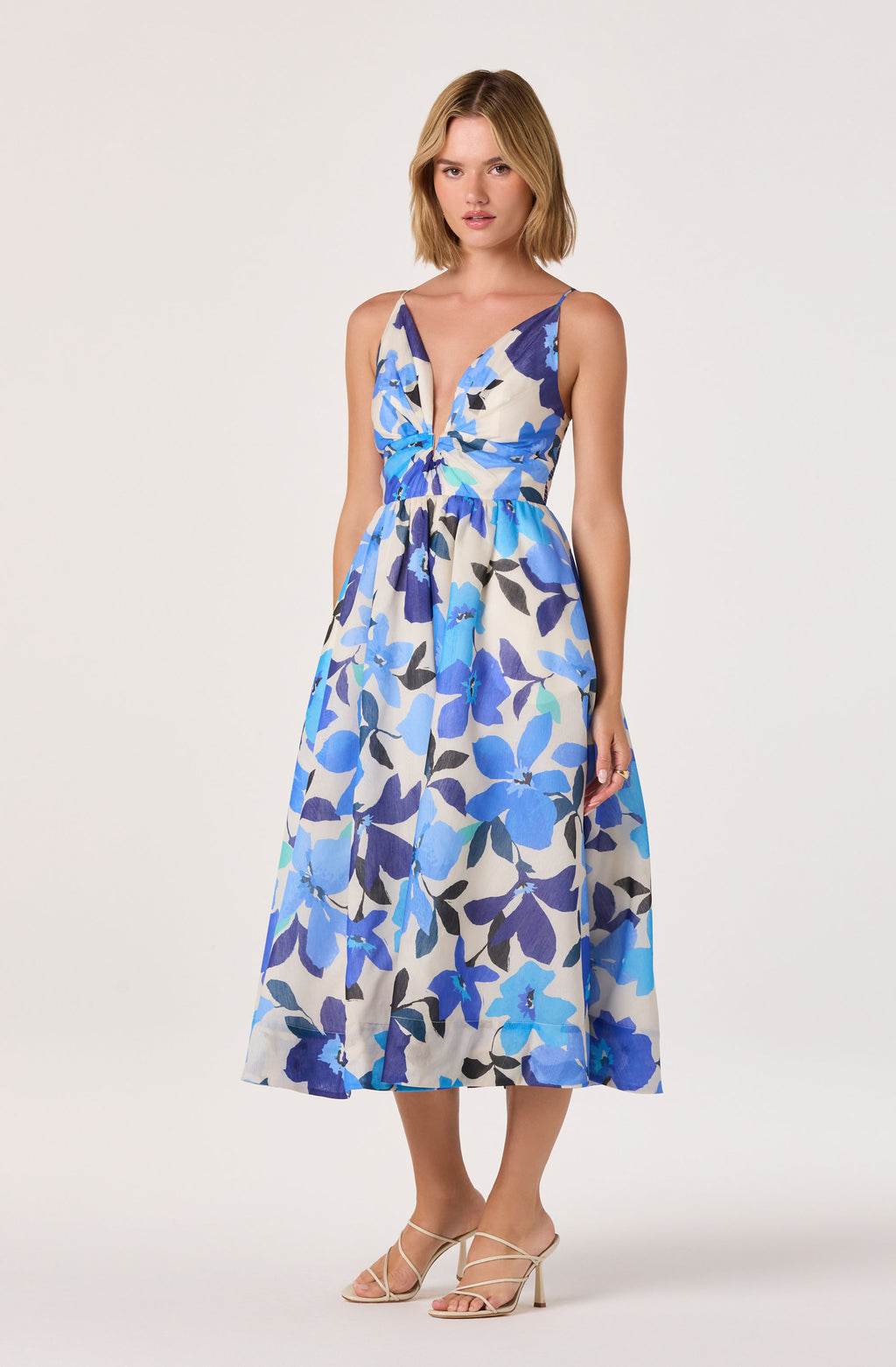 ASTR The Label Janna Floral Plunge Midi Dress