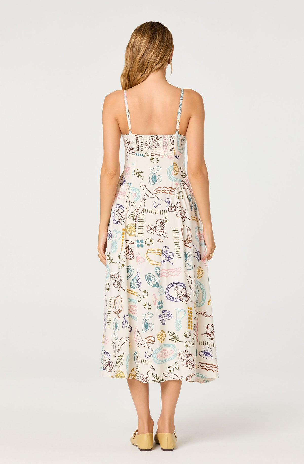 ASTR The Label Ansley Novelty Print Linen Midi Dress
