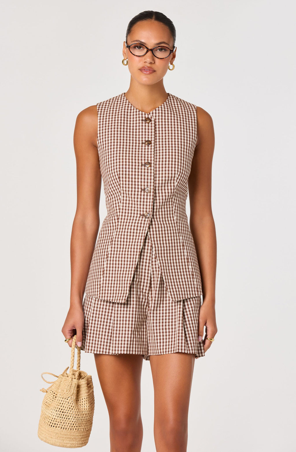 ASTR The Label Karan Gingham Longline Vest