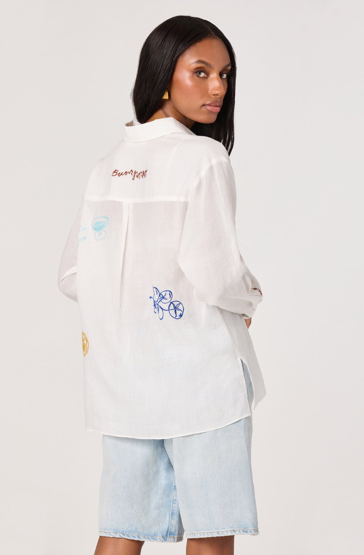 ASTR The Label Trace Embroidered Picnic Shirt
