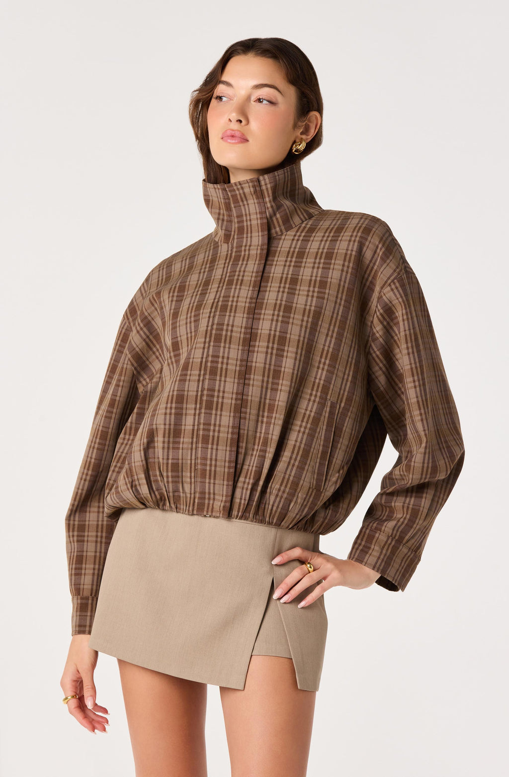 ASTR The Label Cooper Funnel-Collar Bomber Jacket