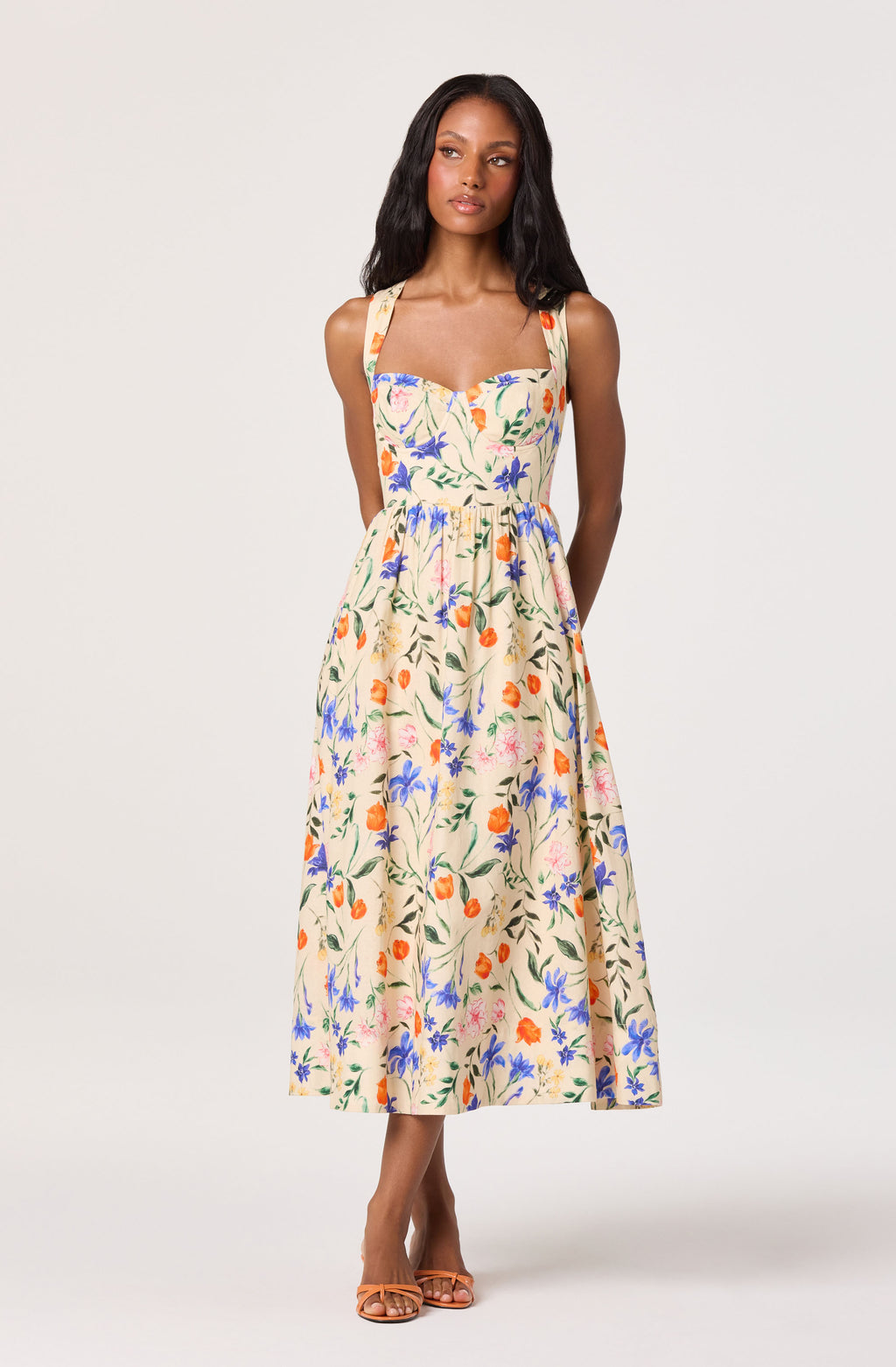 ASTR the Label | Beryl Garden Floral Midi Dress in Bright Bloom Floral