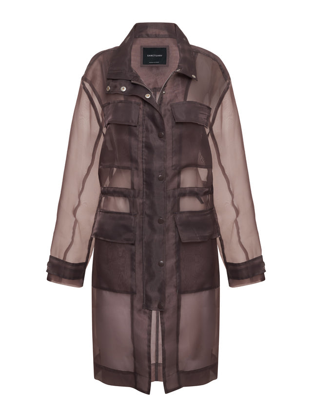 Sanctuary Organza Parka - Cocoa