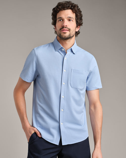 Rhone Seersucker Short Sleeve Button Down