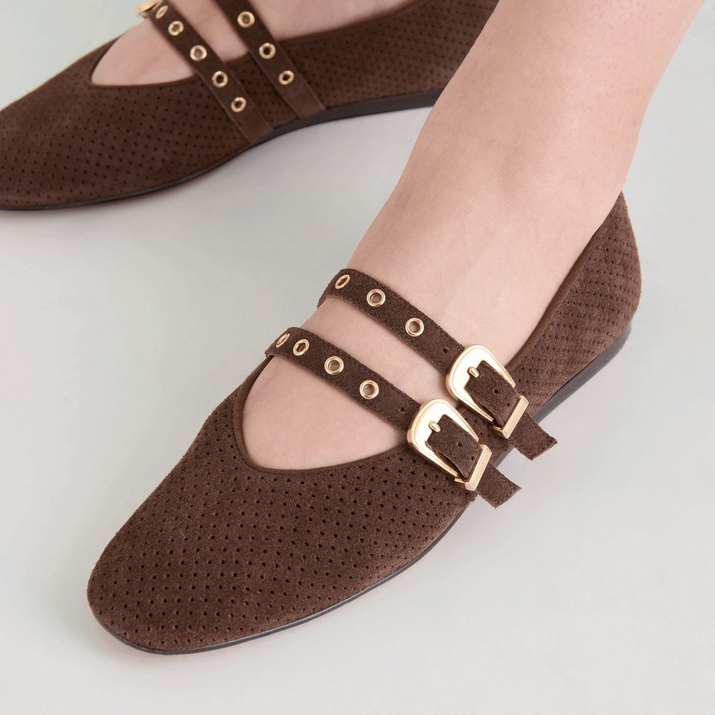 Dolce Vita Baylee Grommet Ballet Flats Perforated Suede