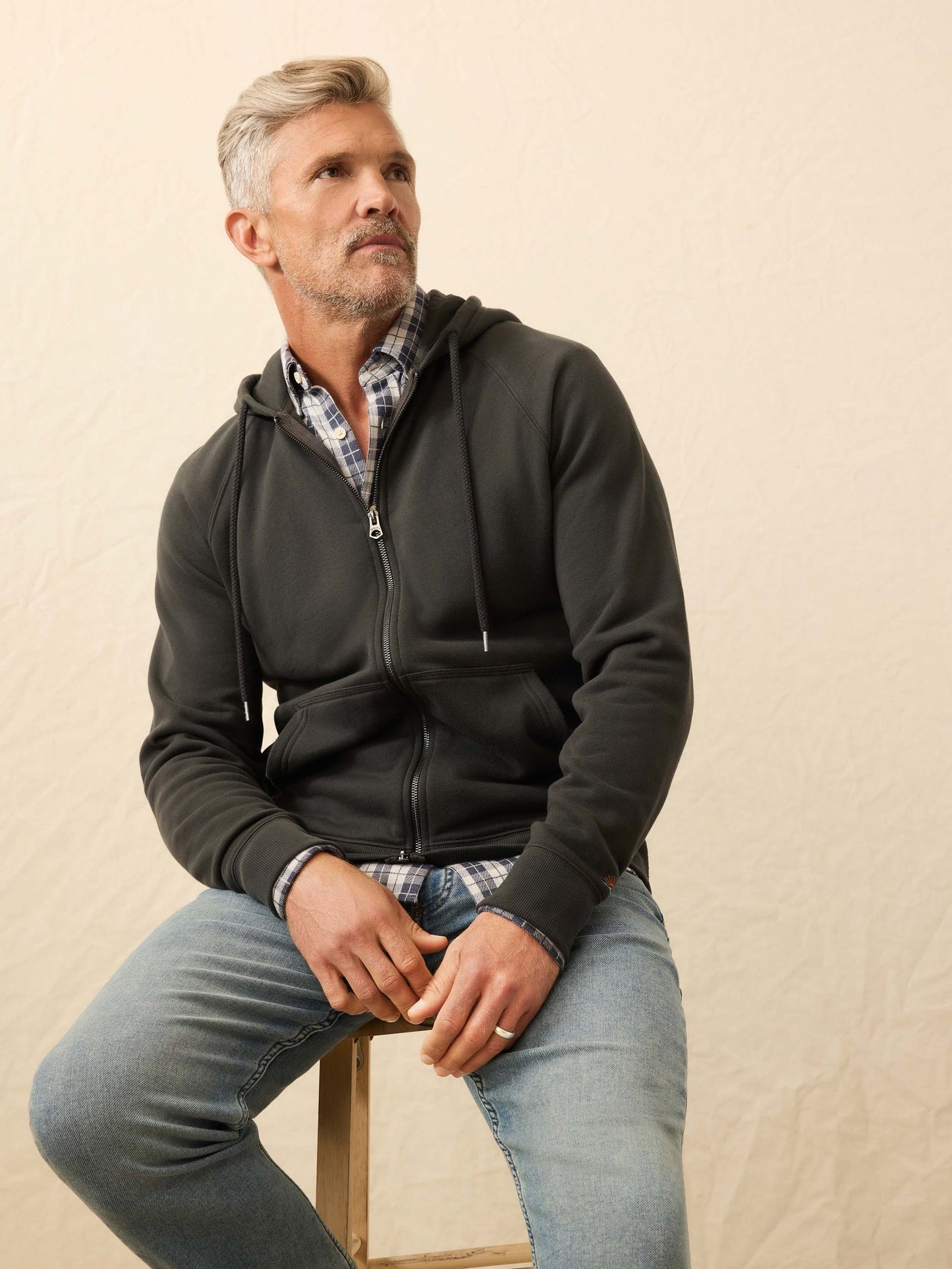 Faherty Men's High Standard Fleece Zip Hoodie