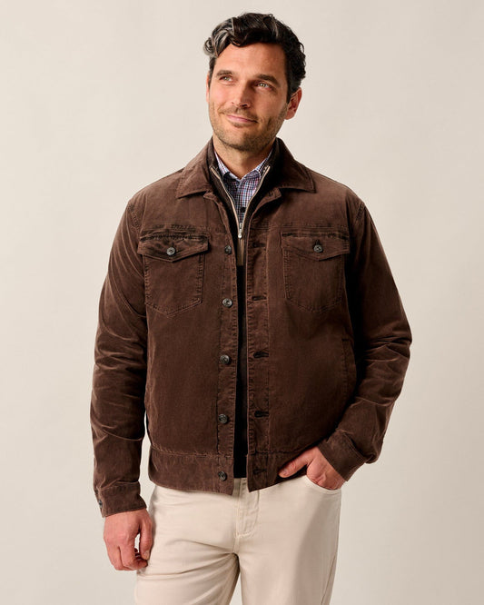 Johnnie-O Rett Garment-Dyed Stretch Corduroy Trucker Jacket