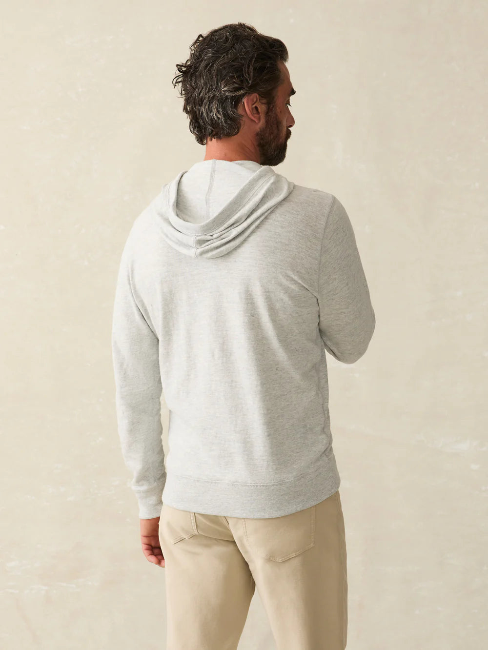 Faherty Men's Sunwashed Slub Hoodie (Light Grey Heather)