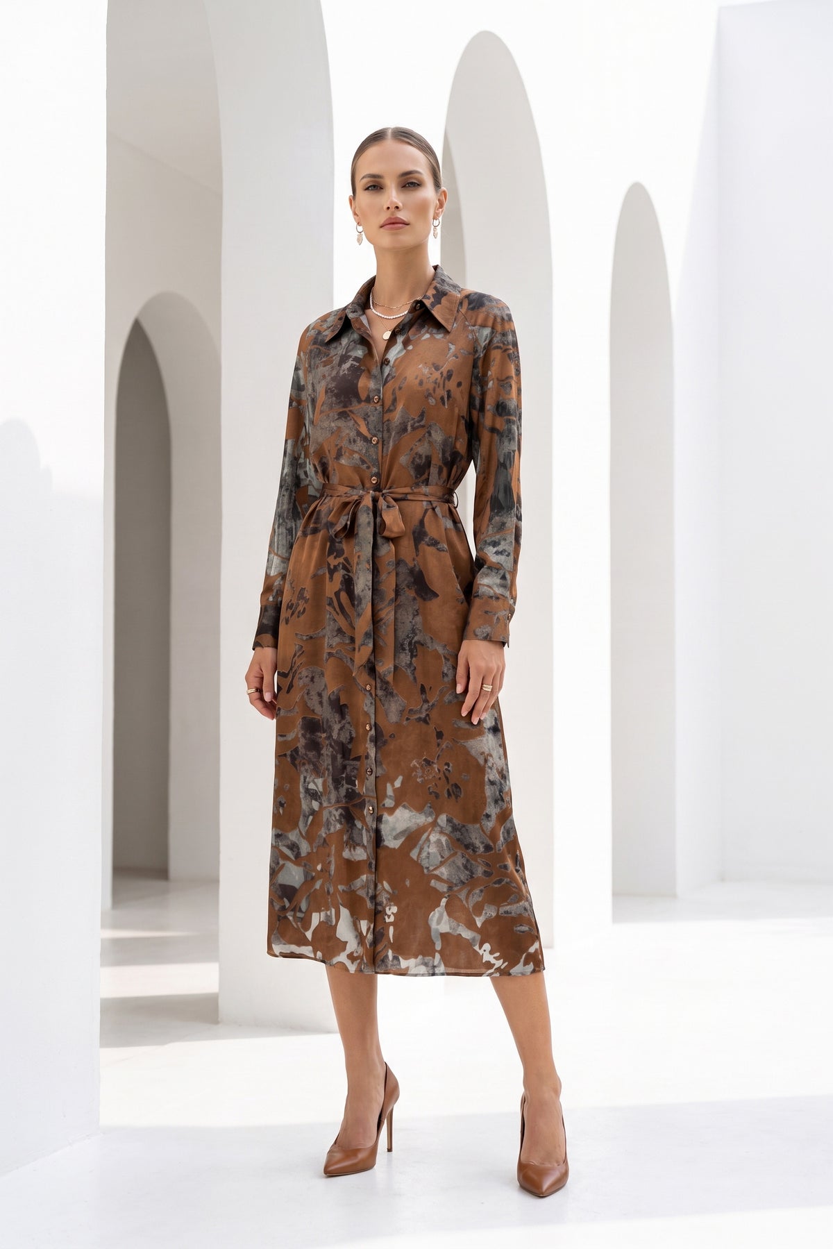 G.D.S Polka Long Sleeve Printed Dress