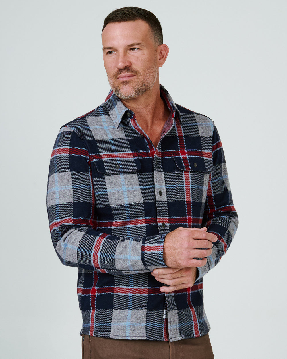 7 Diamonds Men's Generation 4 Way Stretch Plaid Shirt
