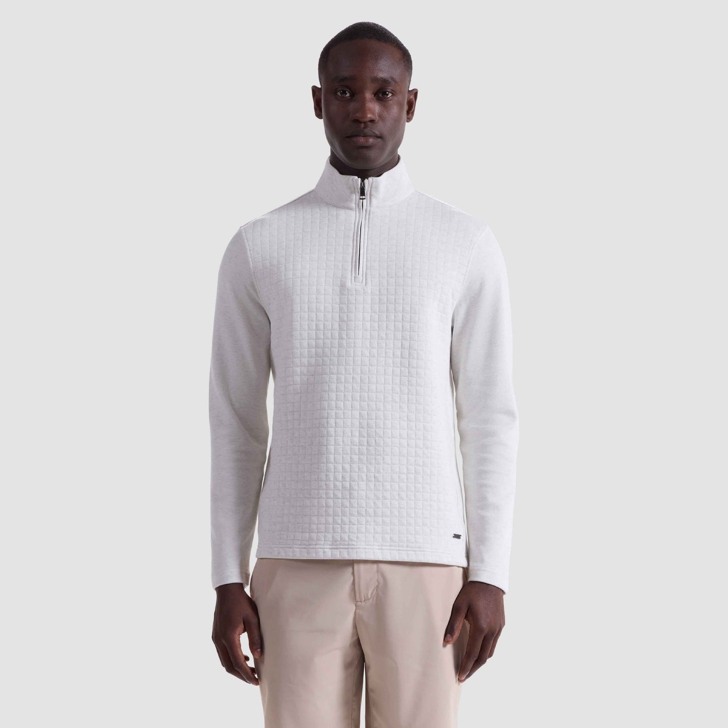 Bugatchi Heathered Waffle Knit Quarter Zip