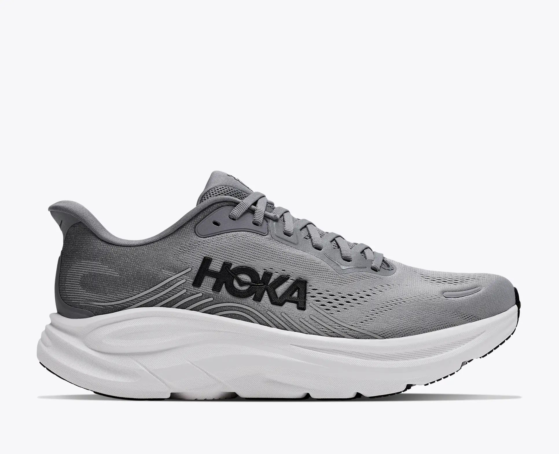 Black and white running shoe with 'Brooks' branding on a white background