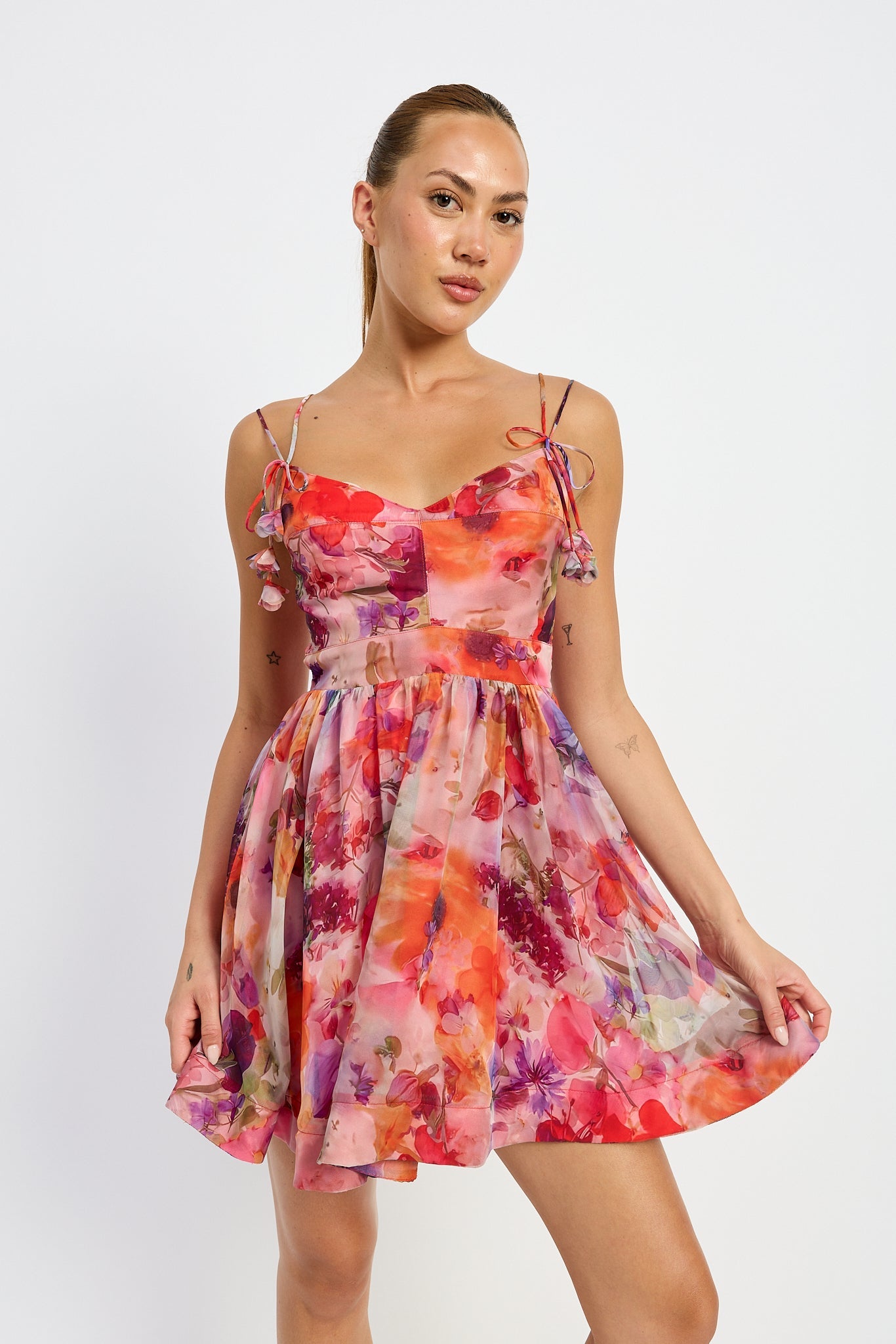 En Saison Tie Detail Mini Dress