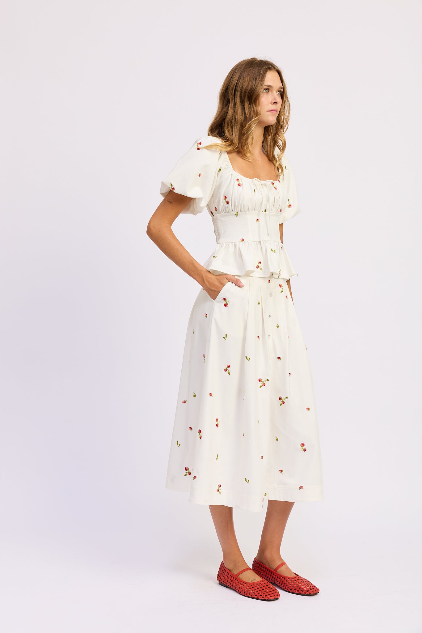 En Saison Strawberry Kiss Midi Skirt