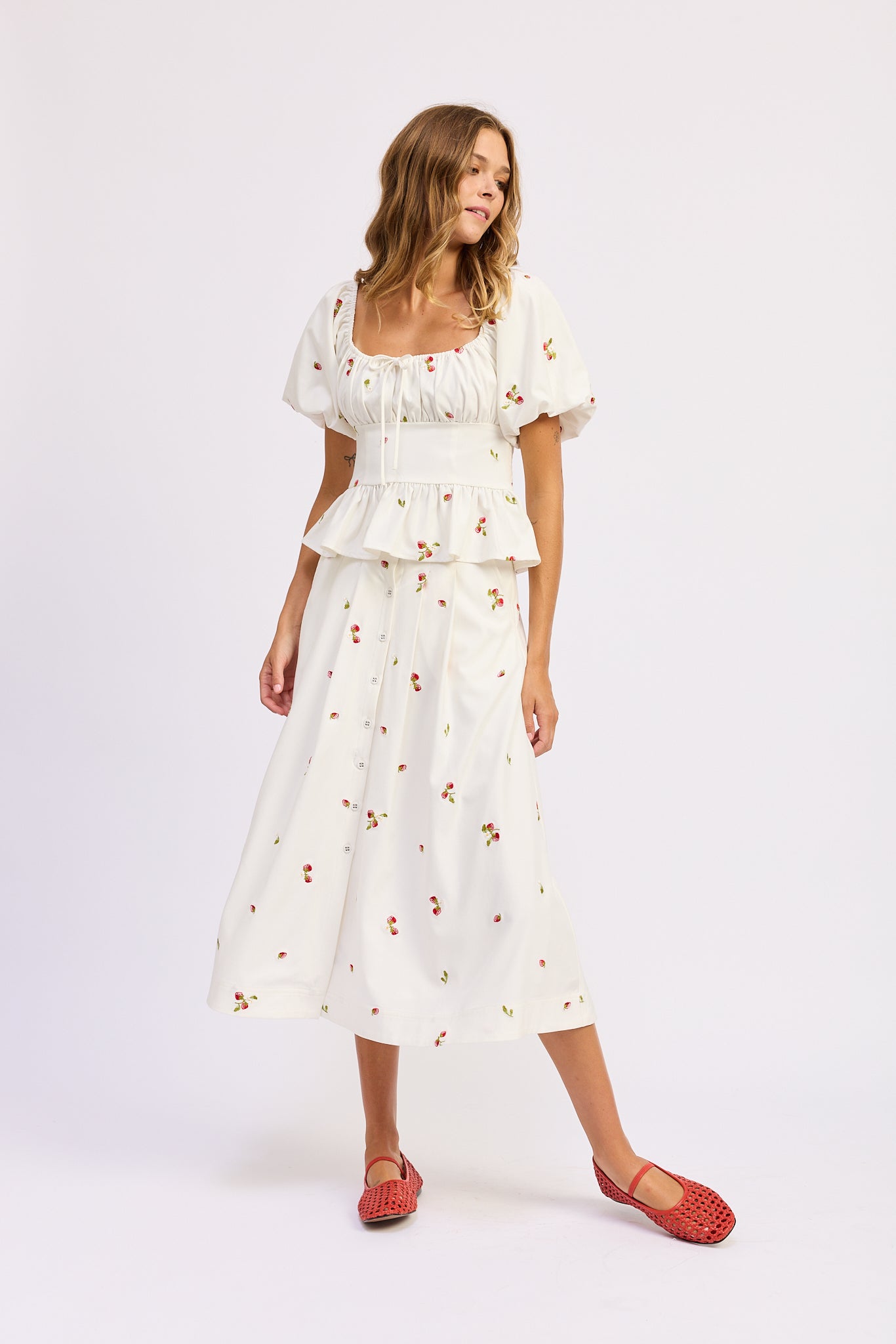 En Saison Strawberry Kiss Peplum Top
