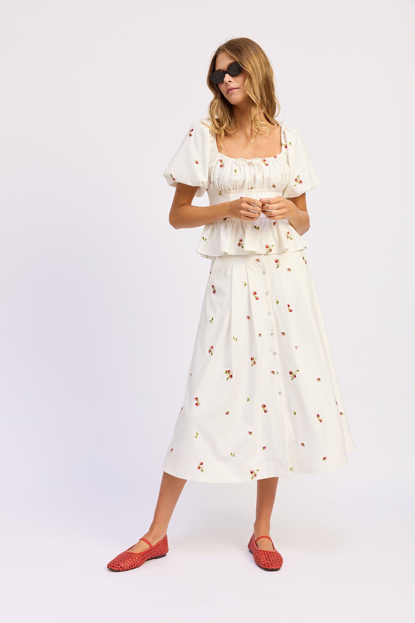 En Saison Strawberry Kiss Midi Skirt