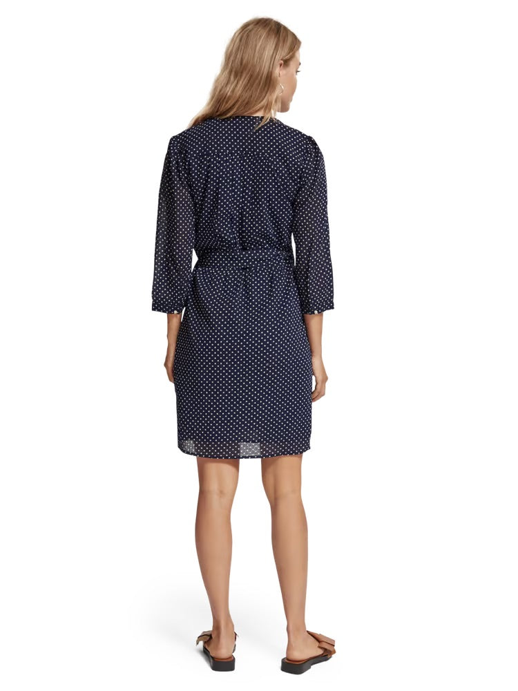 Scotch & Soda Women's Mini Wrap Dress (Navy Polka Dot) 34 (X-Small) Scotch & Soda Women's Mini Wrap Dress (Navy Polka Dot) 34 (X-Small)