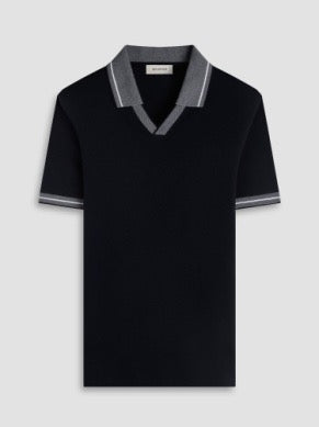Bugatchi Men's Short Sleeve V-Neck Johnny Collar