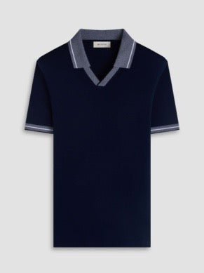 Bugatchi Men's Short Sleeve V-Neck Johnny Collar