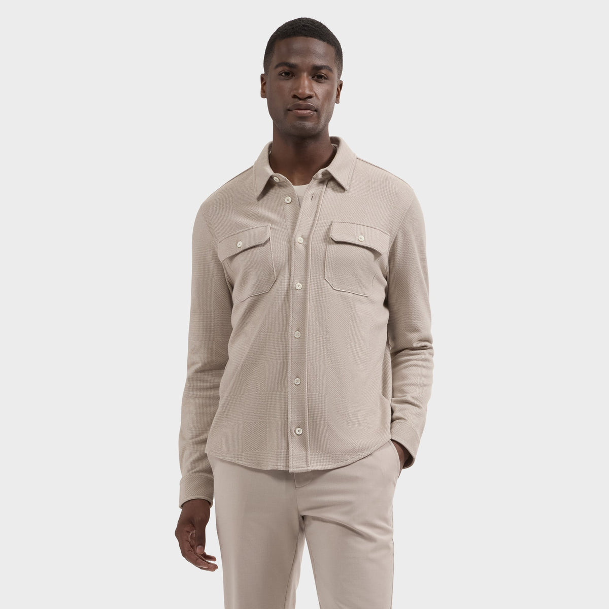 Bugatchi Long Sleeve Button Down Knit Shirt