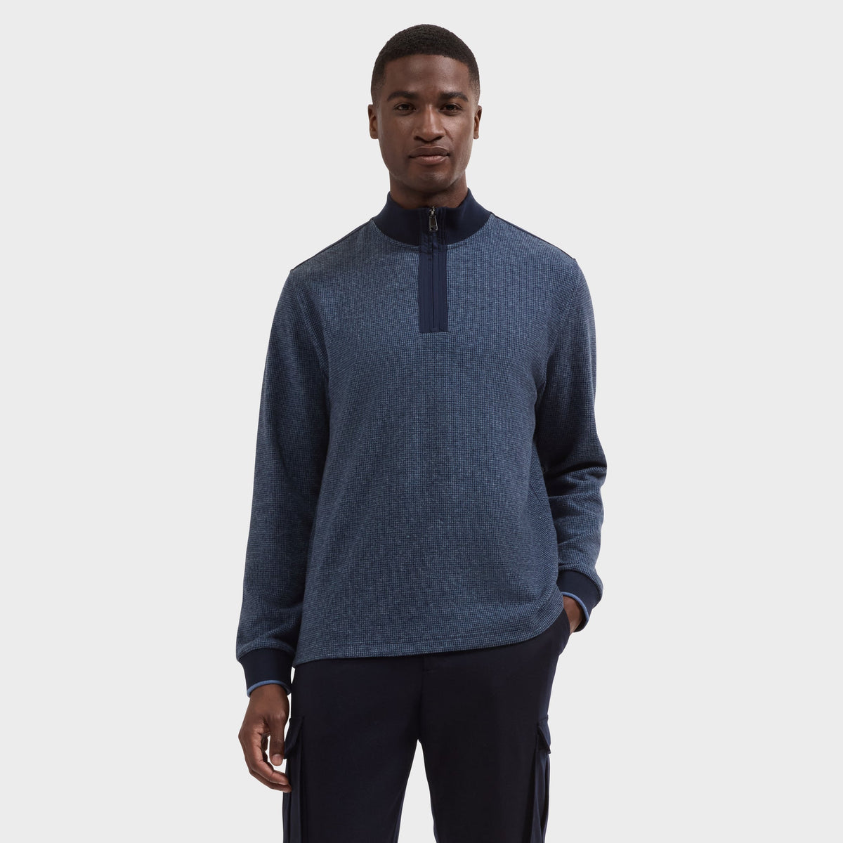 Bugatchi Houndstooth Quarter-Zip Pullover