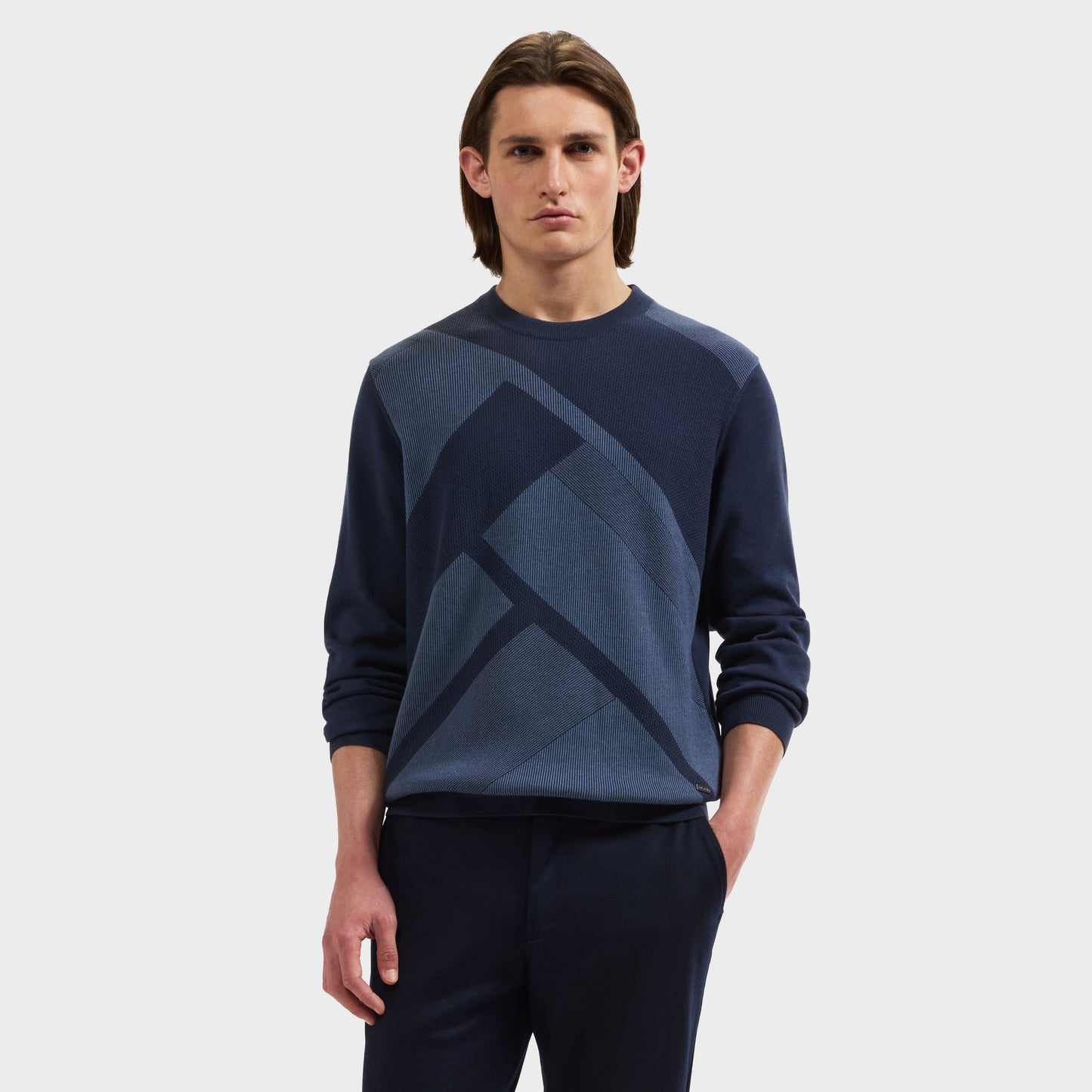 Bugatchi Geometric Intarsia Crewneck Sweater