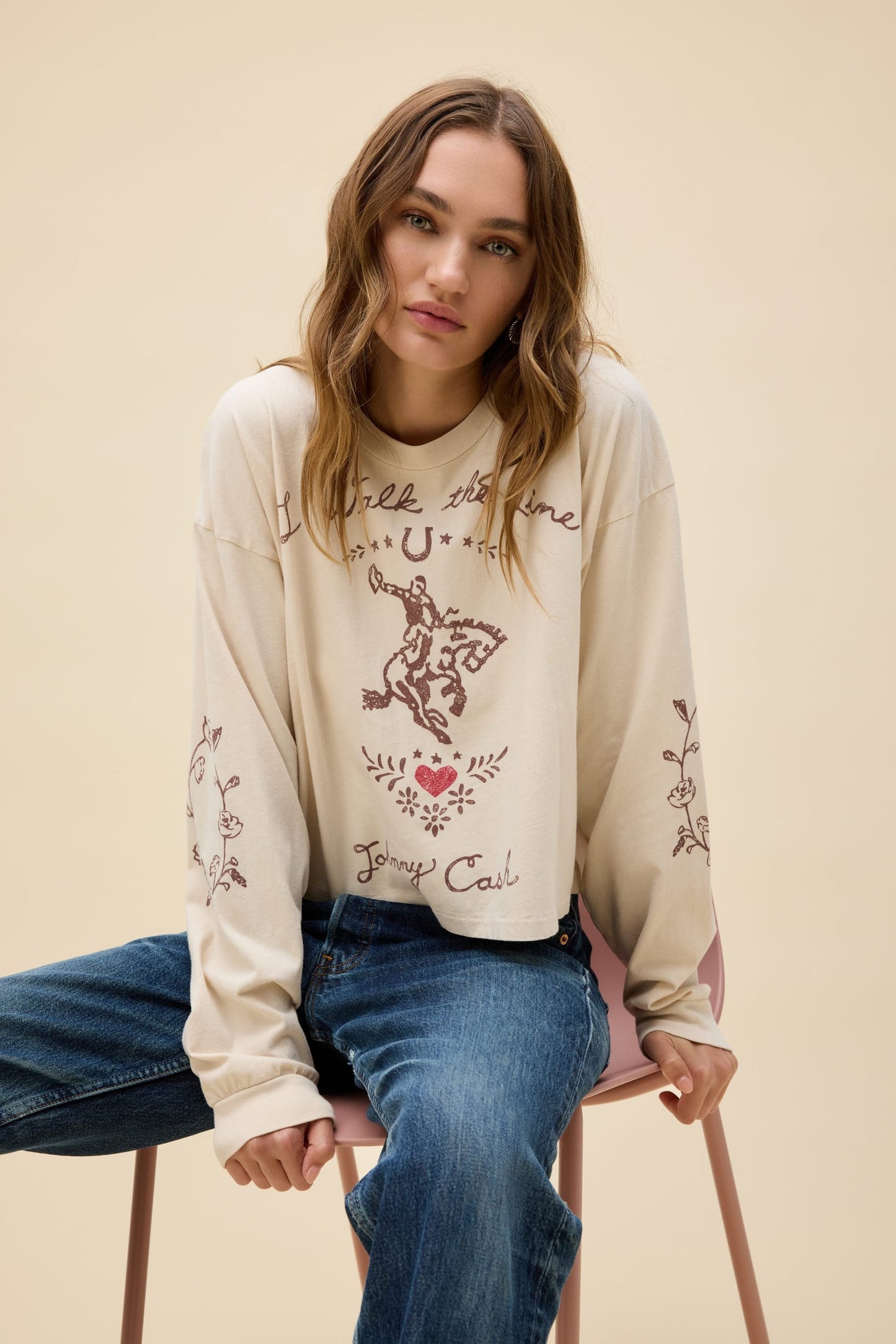 DayDreamer Johnny Cash Walk The Line Long Sleeve Tee
