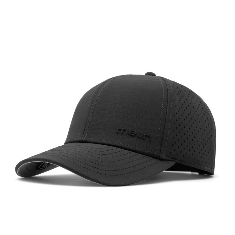 Black cap with 'Melin' branding on a white background