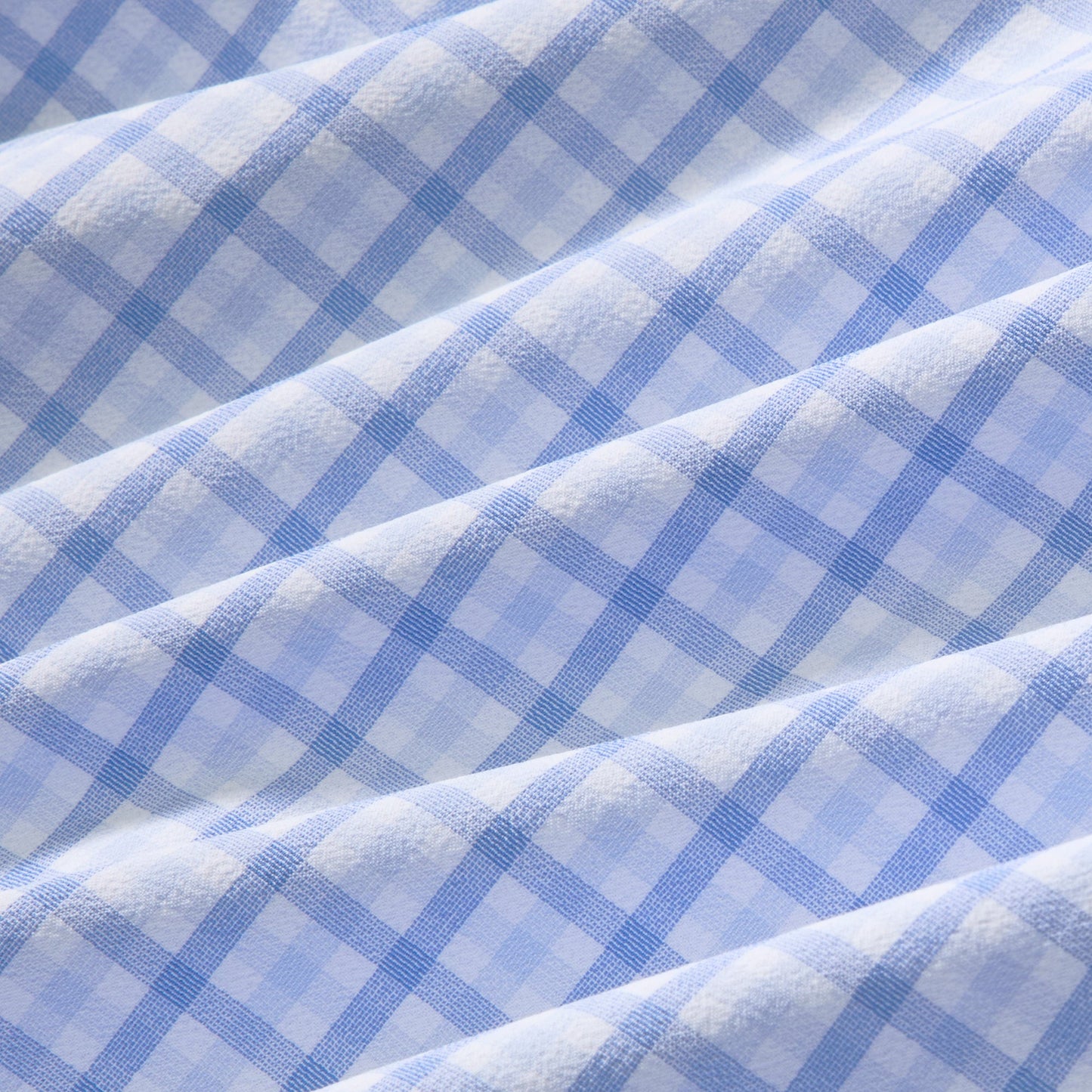 Close-up of blue and white checkered fabric